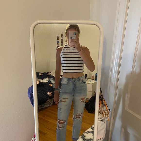 Black and white striped crop top - Picture 1 of 2